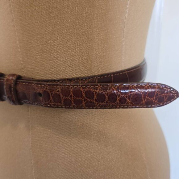 Ralph Lauren Vintage Brown American Alligator Belt with Silver Buckle, 26